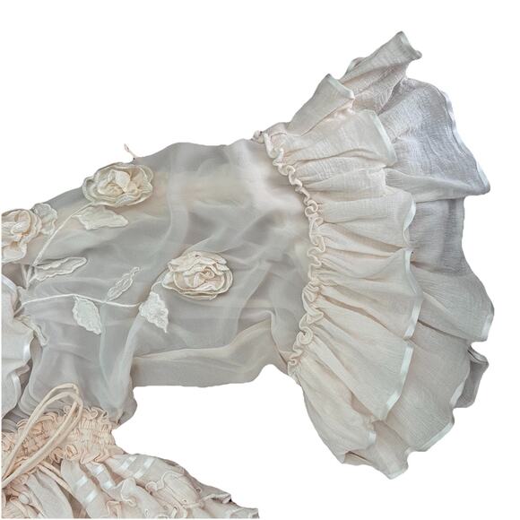 White Fillyboo Solid Lotus Bed Jacket Size Small New With Tags (SUPER RARE) - Picture 5 of 5